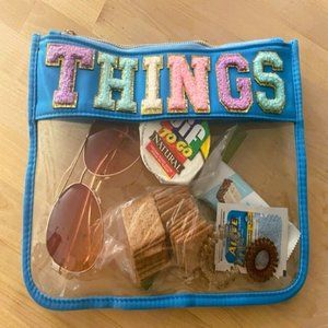 Chenille Letter Clear Nylon Pouch “Things”